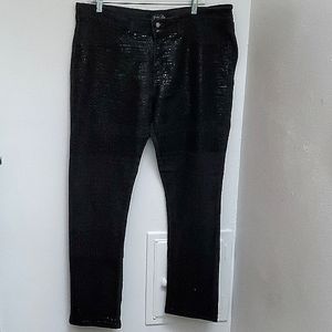 JANE DOE Black Stretchy Sequin Denim Jeans Size 17